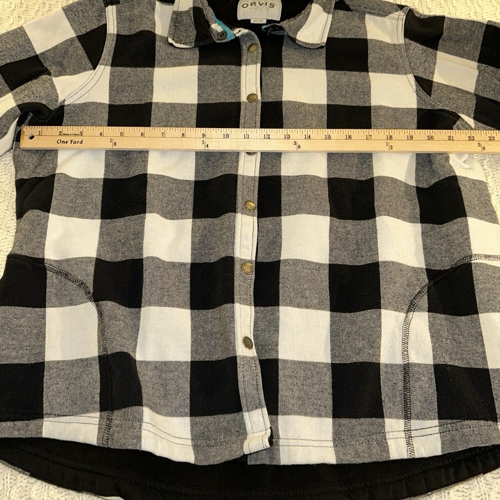 Orvis Plaid Fleece Lined Pinnacle Flannel Shirt Jacket Women Black White 2xl - Picture 5 of 8